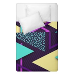 Retrowave Aesthetic Vaporwave Retro Memphis Triangle Pattern 80s Yellow Turquoise Purple Duvet Cover Double Side (single Size) by genx