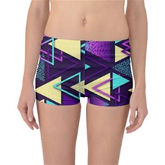 Retrowave Aesthetic Vaporwave Retro Memphis Triangle Pattern 80s Yellow Turquoise Purple Reversible Boyleg Bikini Bottoms by genx