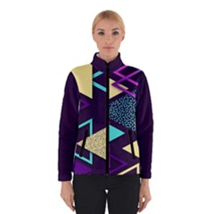 Retrowave Aesthetic Vaporwave Retro Memphis Triangle Pattern 80s Yellow Turquoise Purple Winter Jacket by genx