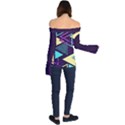 Retrowave Aesthetic vaporwave retro memphis triangle pattern 80s yellow turquoise purple Off Shoulder Long Sleeve Top View2