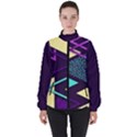 Retrowave Aesthetic vaporwave retro memphis triangle pattern 80s yellow turquoise purple Women s High Neck Windbreaker View1