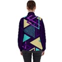 Retrowave Aesthetic vaporwave retro memphis triangle pattern 80s yellow turquoise purple Women s High Neck Windbreaker View2