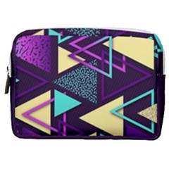 Retrowave Aesthetic Vaporwave Retro Memphis Triangle Pattern 80s Yellow Turquoise Purple Make Up Pouch (medium) by genx