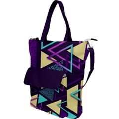 Retrowave Aesthetic Vaporwave Retro Memphis Triangle Pattern 80s Yellow Turquoise Purple Shoulder Tote Bag by genx