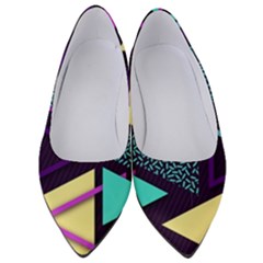 Retrowave Aesthetic Vaporwave Retro Memphis Triangle Pattern 80s Yellow Turquoise Purple Women s Low Heels by genx