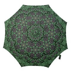 Bamboo Wood And Flowers In The Green Hook Handle Umbrellas (large) by pepitasart