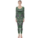 Bamboo Wood And Flowers In The Green Long Sleeve Catsuit View1