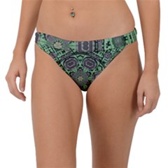 Bamboo Wood And Flowers In The Green Band Bikini Bottom by pepitasart