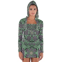 Bamboo Wood And Flowers In The Green Long Sleeve Hooded T-shirt by pepitasart