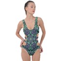 Bamboo Wood And Flowers In The Green Side Cut Out Swimsuit View1