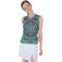 Bamboo Wood And Flowers In The Green Women s Sleeveless Mesh Sports Top View1