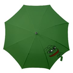 Pepe The Frog Smug Face With Smile And Hand On Chin Meme Kekistan All Over Print Green Hook Handle Umbrellas (large) by snek