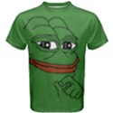 Pepe The Frog Smug face with smile and hand on chin meme Kekistan all over print green Men s Cotton Tee View1