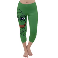 Pepe The Frog Smug Face With Smile And Hand On Chin Meme Kekistan All Over Print Green Capri Winter Leggings 