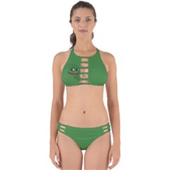 Pepe The Frog Smug Face With Smile And Hand On Chin Meme Kekistan All Over Print Green Perfectly Cut Out Bikini Set by snek