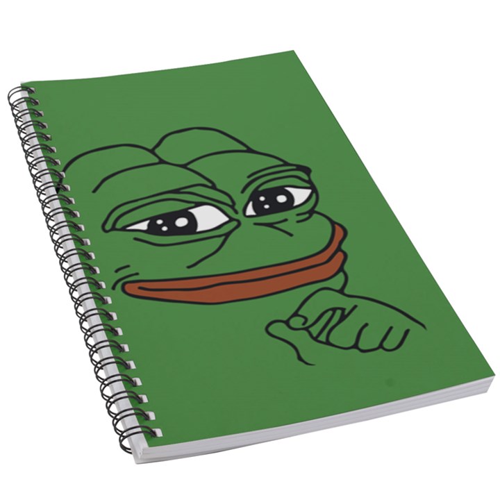 Pepe The Frog Smug face with smile and hand on chin meme Kekistan all over print green 5.5  x 8.5  Notebook