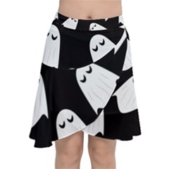 Ghost Halloween Pattern Chiffon Wrap Front Skirt by Amaryn4rt