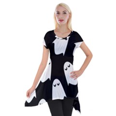 Ghost Halloween Pattern Short Sleeve Side Drop Tunic by Amaryn4rt