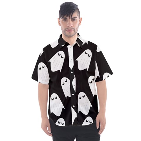 Ghost Halloween Pattern Men s Short Sleeve Shirt by Amaryn4rt