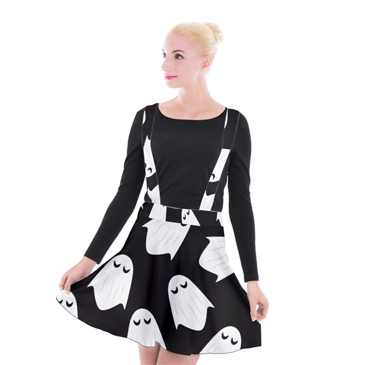 Ghost Halloween Pattern Suspender Skater Skirt