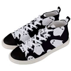 Ghost Halloween Pattern Men s Mid-top Canvas Sneakers by Amaryn4rt