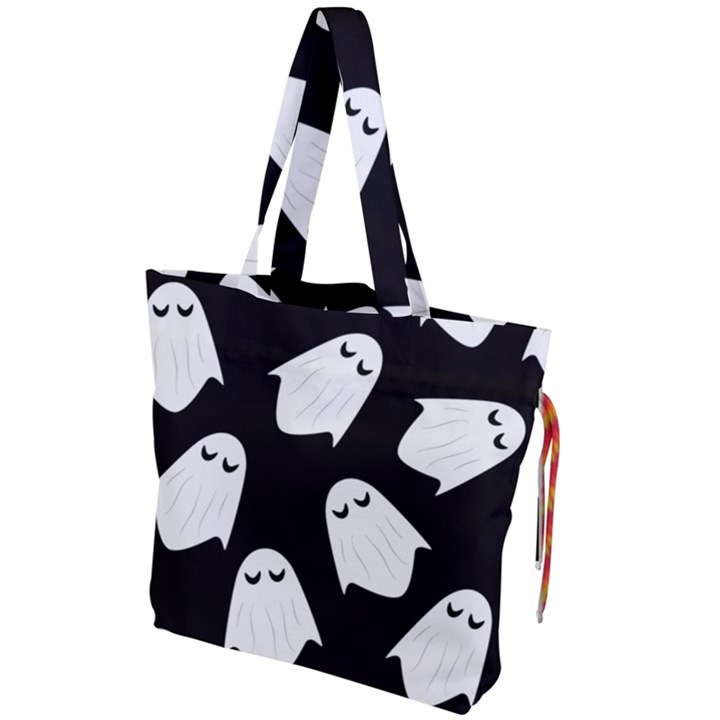 Ghost Halloween Pattern Drawstring Tote Bag