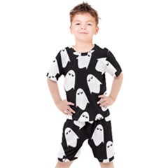 Ghost Halloween Pattern Kids  Tee And Shorts Set by Amaryn4rt