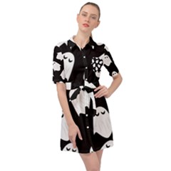 Ghost Halloween Pattern Belted Shirt Dress by Amaryn4rt