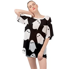 Ghost Halloween Pattern Oversized Chiffon Top by Amaryn4rt