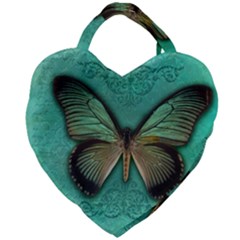 Butterfly Background Vintage Old Grunge Giant Heart Shaped Tote by Amaryn4rt