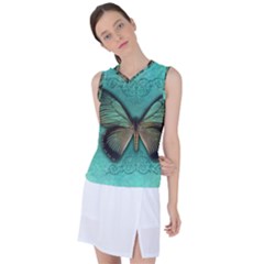 Butterfly Background Vintage Old Grunge Women s Sleeveless Mesh Sports Top by Amaryn4rt