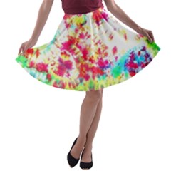 Pattern Decorated Schoolbus Tie Dye A-line Skater Skirt by Amaryn4rt