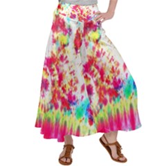 Pattern Decorated Schoolbus Tie Dye Satin Palazzo Pants by Amaryn4rt