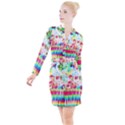 Pattern Decorated Schoolbus Tie Dye Button Long Sleeve Dress View1