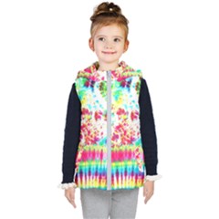 Pattern Decorated Schoolbus Tie Dye Kids  Hooded Puffer Vest by Amaryn4rt