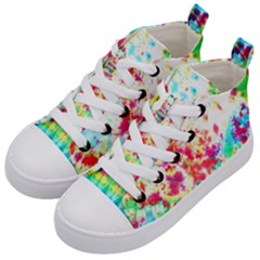 Pattern Decorated Schoolbus Tie Dye Kids  Mid-top Canvas Sneakers by Amaryn4rt