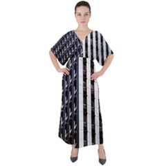 Architecture Building Pattern V-neck Boho Style Maxi Dress by Amaryn4rt