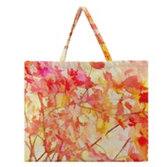 Monotype Art Pattern Leaves Colored Autumn Zipper Large Tote Bag by Amaryn4rt