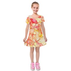 Monotype Art Pattern Leaves Colored Autumn Kids  Short Sleeve Velvet Dress by Amaryn4rt