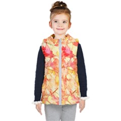 Monotype Art Pattern Leaves Colored Autumn Kids  Hooded Puffer Vest