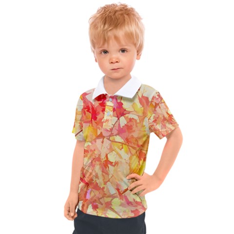 Monotype Art Pattern Leaves Colored Autumn Kids  Polo Tee by Amaryn4rt