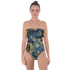 Retro Ethnic Background Pattern Vector Tie Back One Piece Swimsuit