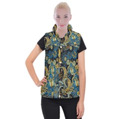 Retro Ethnic Background Pattern Vector Women s Button Up Vest