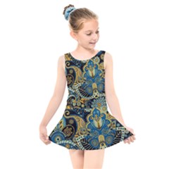 Retro Ethnic Background Pattern Vector Kids  Skater Dress Swimsuit