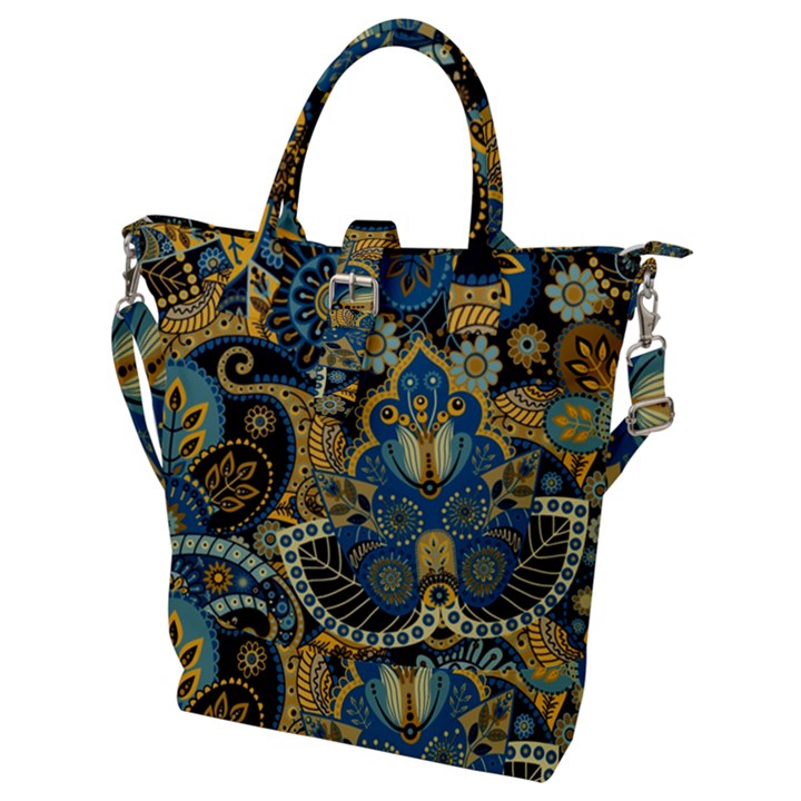 Retro Ethnic Background Pattern Vector Buckle Top Tote Bag