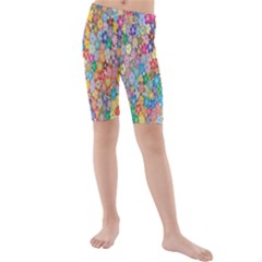 Sakura Cherry Blossom Floral Kids  Mid Length Swim Shorts by Amaryn4rt