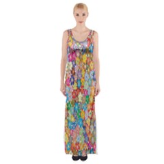 Sakura Cherry Blossom Floral Thigh Split Maxi Dress