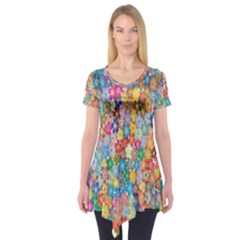 Sakura Cherry Blossom Floral Short Sleeve Tunic 