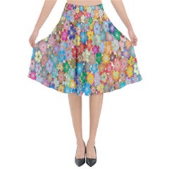 Sakura Cherry Blossom Floral Flared Midi Skirt