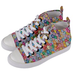 Sakura Cherry Blossom Floral Women s Mid-top Canvas Sneakers by Amaryn4rt